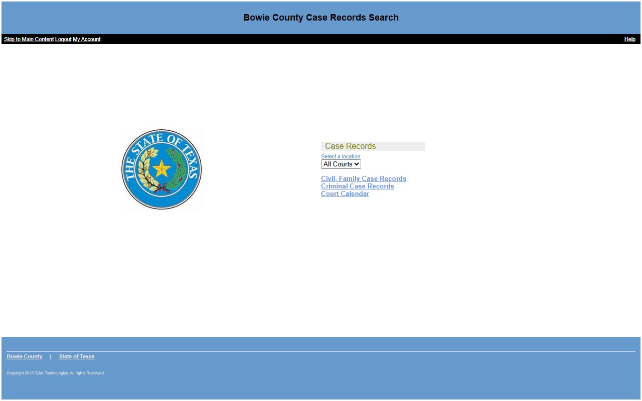 Bowie County court records after jail arrest Odyssey Public Access search page